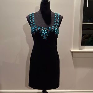 Embellished slim fitting navy dress by MUSE for Boston Proper. New with tags sz6